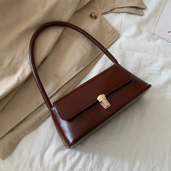 Women Shoulder Bag, Vintage Underarm Purse, Faux Leather Handbag, Curved Armpit Design, Medium Everyday Bag for Commuting and Dating