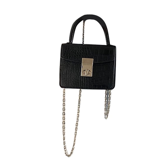 Women Shoulder Handbag Fashionable Retro Cute Small PU Handbag for Daily Work Shopping Black S