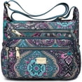thumbnail image 1 of Wehilion Women's Exterior Pocket Floral Nylon Shoulder Bag, Blue, 1 of 7