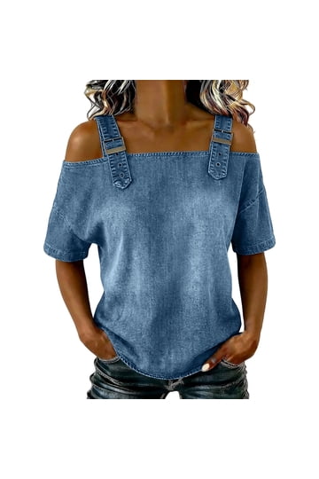 Denim Off The Shoulder Tops for Women