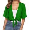 thumbnail image 1 of Women Shrug Chiffon Bolero Ruffle Short Sleeve Summer Tie Front Sheer Cropped Cardigans for Dresses, 1 of 6