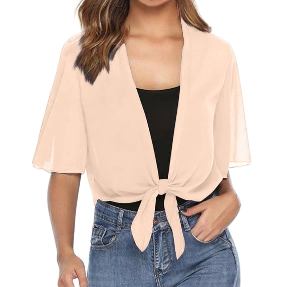 Women Shrug Chiffon Cardigans Open Front Short Sleeve Bolero for Evening Dressy