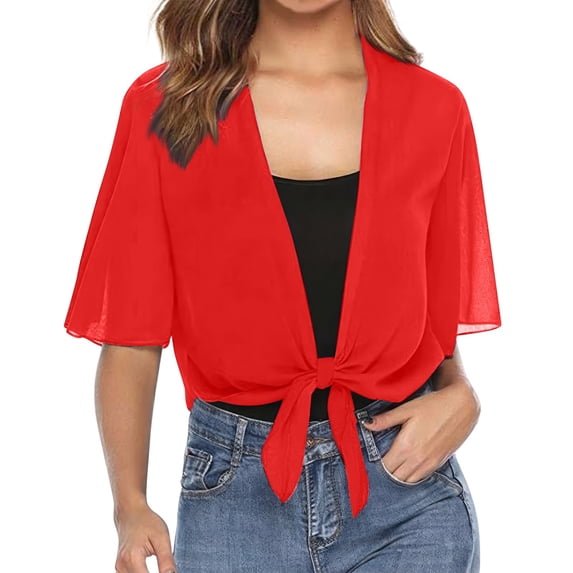 Women Shrug Chiffon Cardigans Open Front Short Sleeve Bolero for Evening Dressy