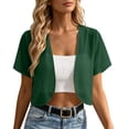 thumbnail image 1 of Women Shrug Chiffon Cardigans Open Front Short Sleeve Bolero for Evening Dressy Green L(L), 1 of 9