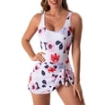 thumbnail image 1 of Women Side Knot Swim Dress Print Swimdress Skirted Swimwear Swimsuit with Skirt Tummy Control Skirt Bathing Suit, 1 of 19
