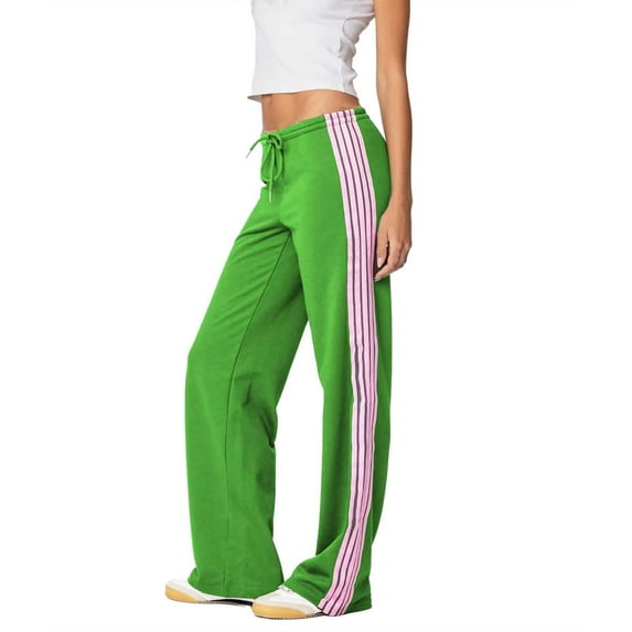 Women Side Striped Track Pants Drawstring Waist Wide Leg Cargo Sweatpants Casual Loose Jogger Pants Women's Warm up Pants Comfortable Pants for Women Casual Wide Womens Business Casual Pants plus Size