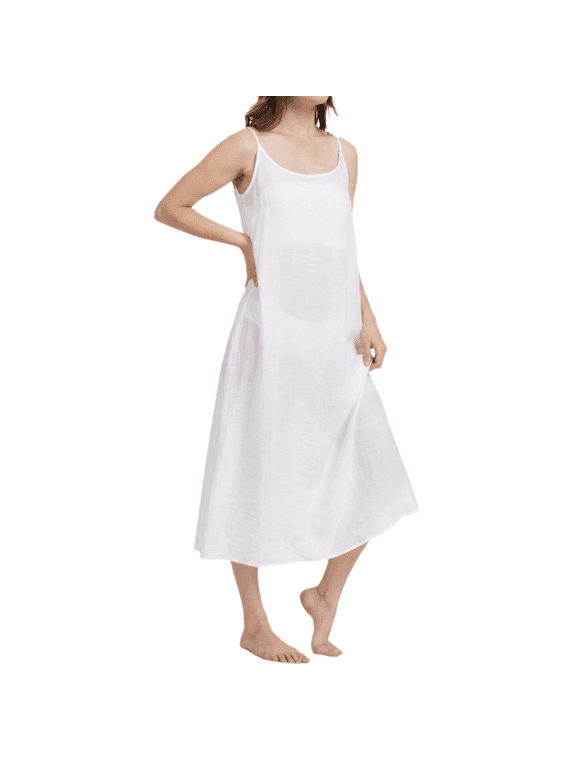 Women Silk Cotton Long Slips Full Slips For Under Dress Chemise Camisoles Slip Dress Petticoat