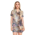 thumbnail image 1 of Women Silk Pajama Sets Causal Outings Fashion Cat and Butterfly in Flowers Pattern Home, 1 of 7