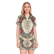 Women Silk Pajama Sets Causal Outings Fashion Floral Splendor Pattern Home