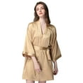 thumbnail image 1 of Women Silk Robes Long Sleeve Gowns Ice Silk Kimono Bathrobes Wedding Party Satin Robes Sleepwear With Belt, 1 of 3
