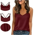 thumbnail image 1 of Women Silk Satin Camisole Summer Casual V Neck Business Blouses Sleeveless Adjustable Strap Tank Tops New Casual Tops for Women Summer Wine XXL, 1 of 8