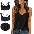 thumbnail image 1 of Women Silk Satin Camisole Summer Casual V Neck Business Blouses Sleeveless Adjustable Strap Tank Tops New Womens Oversized T Shirts Black XL, 1 of 8