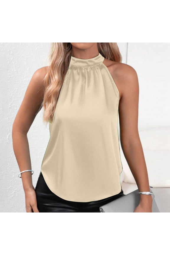 Women Silk Satin Casual Sleeveless Neck Tank Top Summer Curved Hem Lightweight Dressy Blouses Shirt 2 Lane Top Silk Top Women Active Yoga Tops for Women Beat Selling Womens Clothes 4x Womens Tops plus