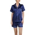 thumbnail image 1 of Women Silk Satin Pajama Set Short Sleeve Shorts Bridal Bridesmaid PJs Sleepwear, 1 of 3