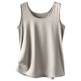 thumbnail image 1 of Women Silk Satin Tank Tops Dressy Scoop Neck Camisole Sleeveless Blouses Shirts Casual Summer Tank Gray XL, 1 of 4