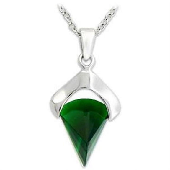 Women Silver 925 Sterling Silver Pendant with Synthetic in Emerald
