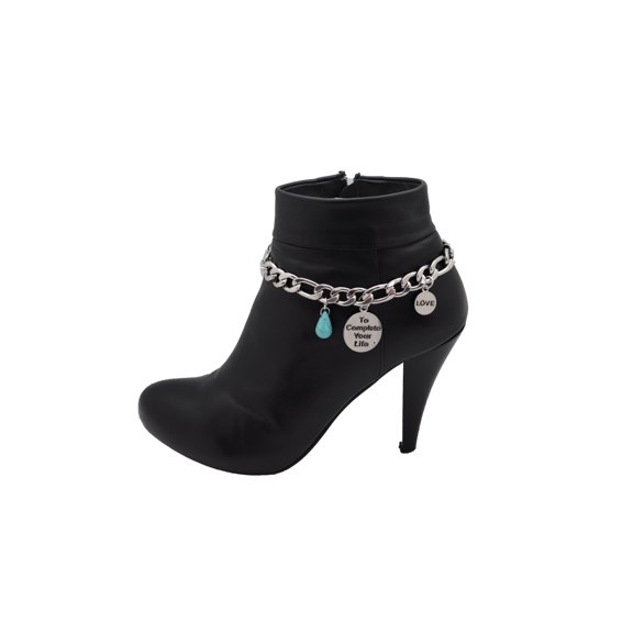 Women Silver Chain Boot Bracelet Shoe Charm Love Complete Life