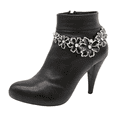 thumbnail image 1 of Women Silver Metal Boot Chain Bracelet Shoe Black Flower Charm Anklet z024, 1 of 11