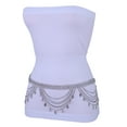 thumbnail image 1 of Women Silver Metal Chain Side Waves Belt Leaf Charms Size XS S M, 1 of 14