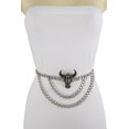 thumbnail image 1 of Women Silver Metal Chain Wave Strands Rodeo Belt Bull XL XXL, 1 of 12
