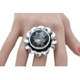 thumbnail image 1 of Women Silver Metal Flower Fashion Ring Jewelry Elastic Band, 1 of 12