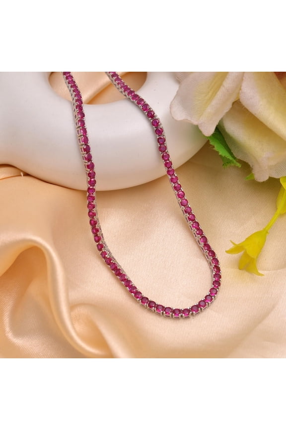 Women Silver Ruby Tennis Necklace Valentine Gifts Perfect for Christmas,mother
