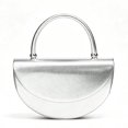 thumbnail image 1 of Women Silver Textured Half Moon Top Handle Handbag Elegant Evening Purse Fashion Party Wedding Bag, 1 of 7