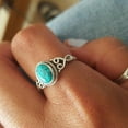 thumbnail image 1 of Women Silver Turquoise Natural Gemstone Bride Wedding Engagement Ring, 1 of 2