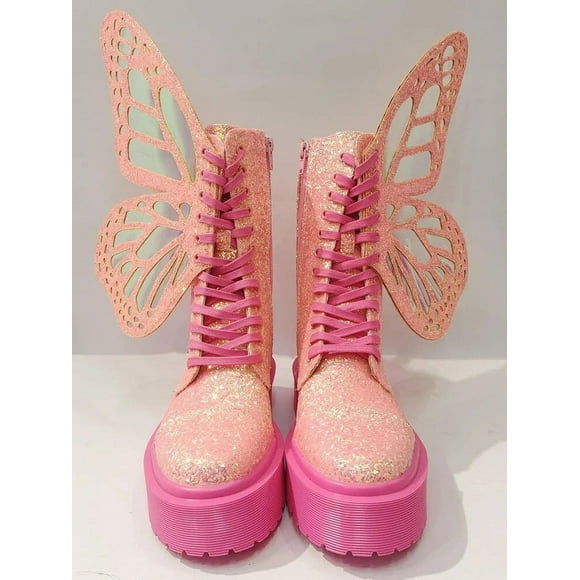 Women Silver Winter Snow Riding Boots Butterfly Wings Fashion Flat Chelsea Booties Shoes 2023 Black Sneakers Botine Mujer