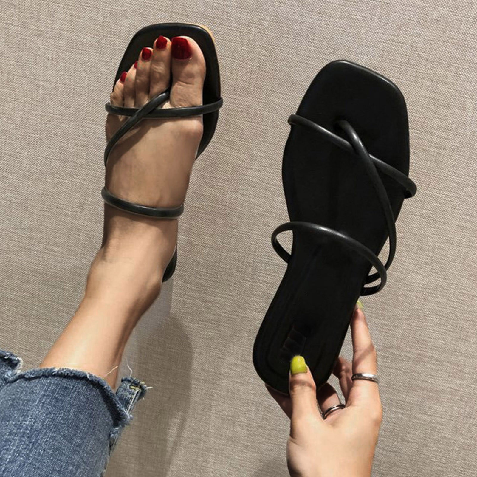 Simple Comfy Sandals Summer Cross Belt Flat Fashion Sandals - Walmart.com