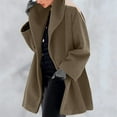 thumbnail image 1 of Women Single Breasted Hooded Jacket Casual Shawl Collar Jacket Pea Coats Loose Trench Coats Long Overcoat Khaki S, 1 of 5