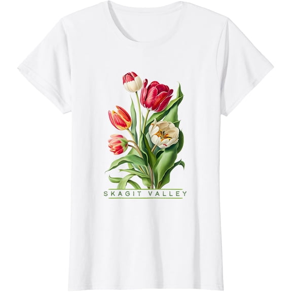 Women Skagit Valley Tulip Botanical T Shirt All Size S-5XL