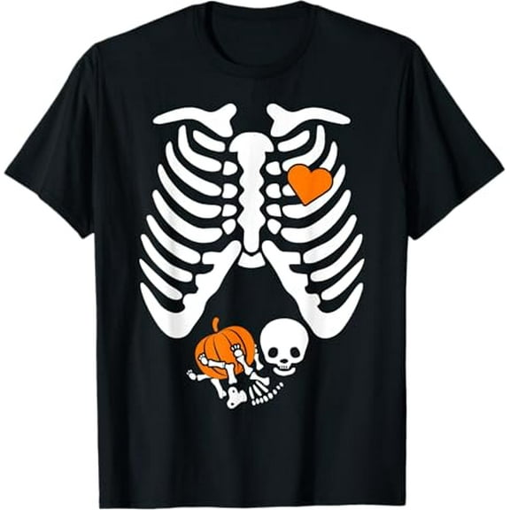 Women Skeleton Pregnancy Announcement Mom Halloween T-Shirt Shirts