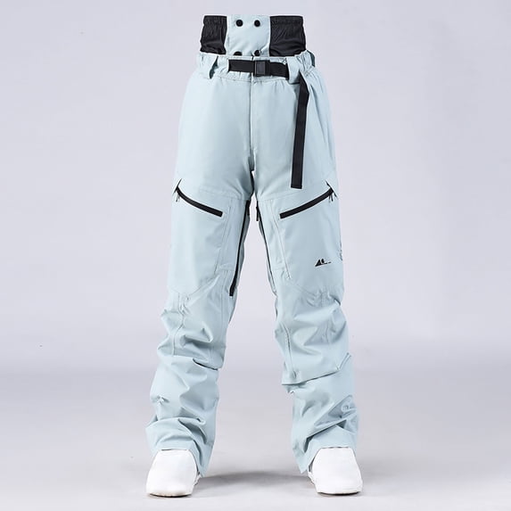 Women Ski Pants Men Snow Bibs with Detachable Strap Snowboard Overall Insulated Windproof Waterproof for Winter Outdoor Sports Light Blue L
