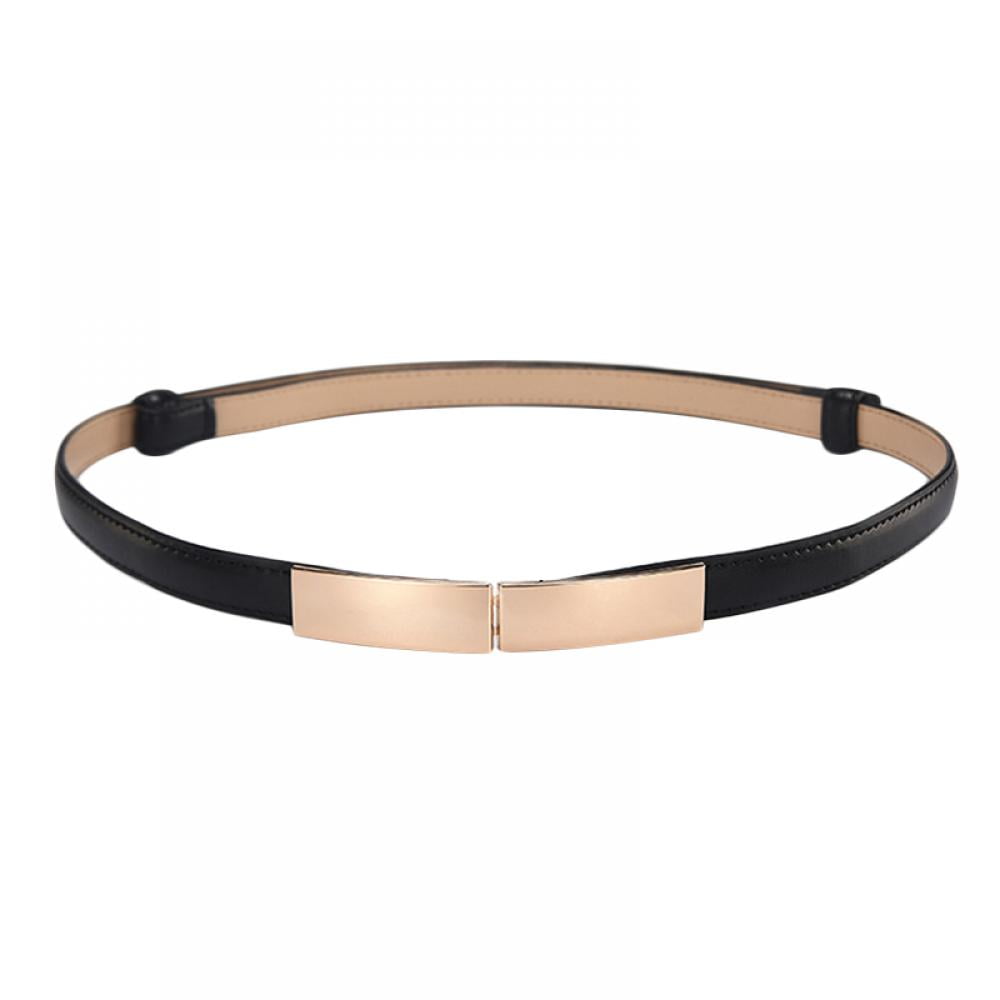 Women\'s Skinny Belt with Gold Square Buckle Faux Leather Women Lavender Color Faux Leather Skinny Belt Gold Metal  main image 3