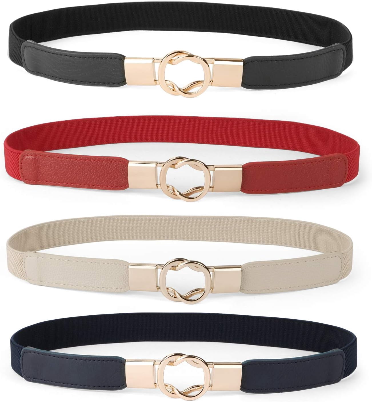 4 Women Skinny Belt for Dresses Retro Stretch Ladies Waist Belt Plus Size JASGOOD 2 Pack Women Stretchy Waist Belt Retro Elastic  main image 4