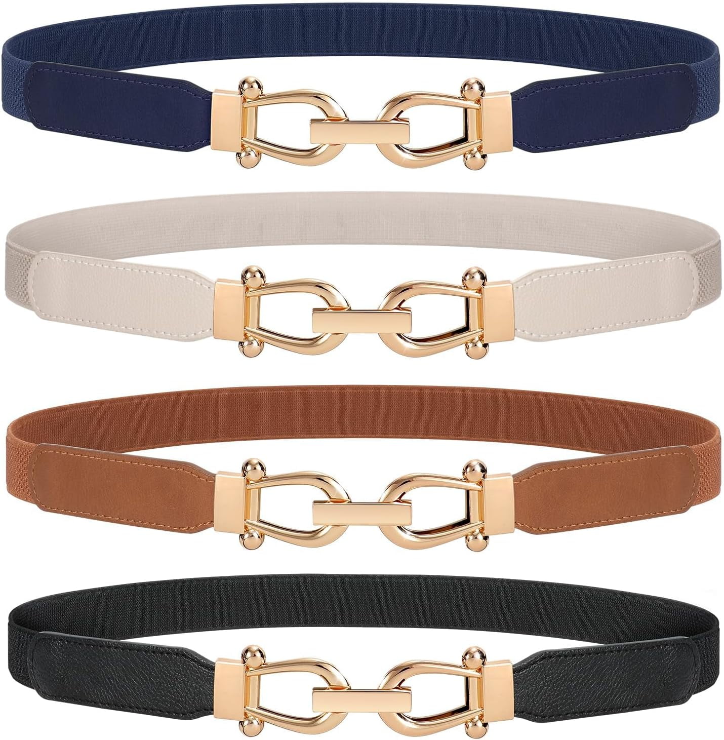 Women Skinny Belt for Dresses Retro Stretch Ladies Waist Belt Plus Size Set of 4 Women Skinny Belt for Dresses Retro Stretch Ladies Waist  main image 2