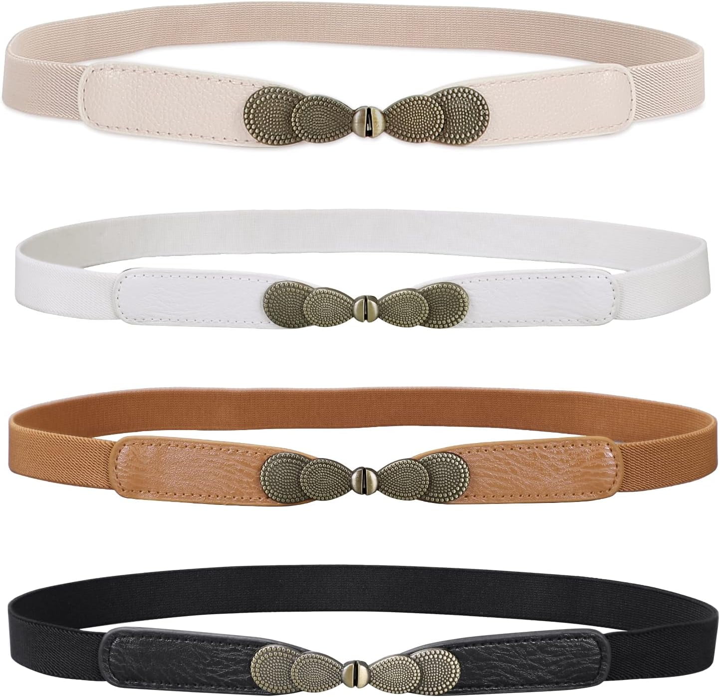 1454 Narrow High Waist Belt For Women Stretch Skinny Elastic Vintage Full Women White Narrow Elastic Hip High Waist Fashion Belt Gold  main image 4