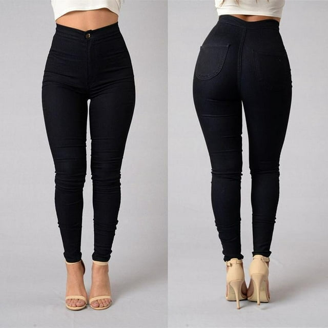 Women Skinny High Waist Jeans Stretch Denim Jeggings Pants Pencil Trousers