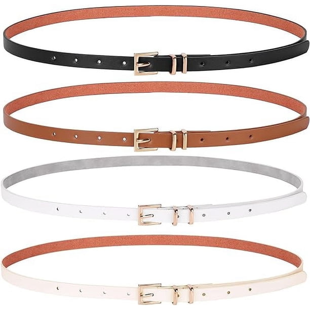 Women Skinny Leather Belt,Thin Waist Belt for Dresses Pants  display picture 1