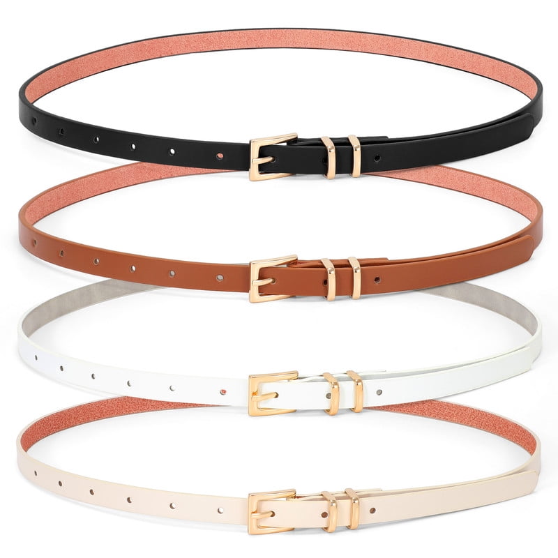 Women Skinny Leather Belt,Thin Waist Belt for Dresses Pants Jeans ...