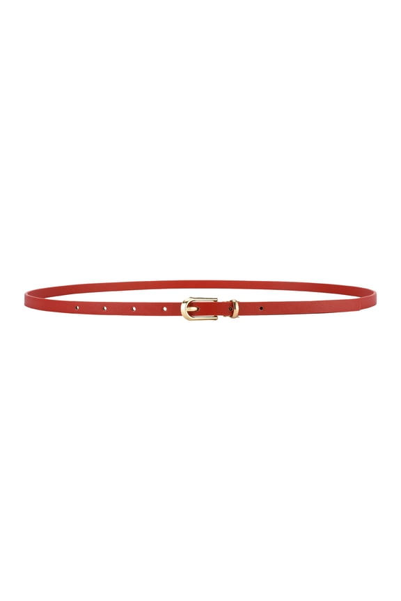 Women Skinny Leather Belt Thin Waist Belt for Women Jeans Dress Fashion Ladies Detachable And Slimming Leather Belt by Awwp Red One Size