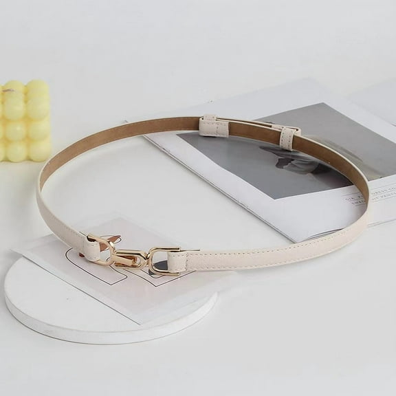 Women Skinny Leather Belts Ladies Thin Waist Belts with Alloy Buckle for Dresses