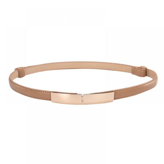 Women Skinny Metal Cinch Belt Elastic Waist Belt,Dress Fashion Skinny Leather Belts Adjustable Thin Waist Belt Gold Solid Color Plaque Buckle Waistband