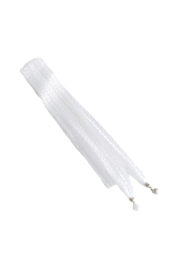 Women Skinny Scarf Thin White Belt Lace Long Tie Scarf Bag Handle Wrap Choker Lace Scarf for Photo