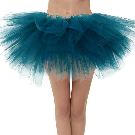 Women Skirt Carnival Clothes For Adult Skirt 6 Layered Tutu Mini Gown Skirt Women Classic Ballet Skirts Mardi Gras Blue L