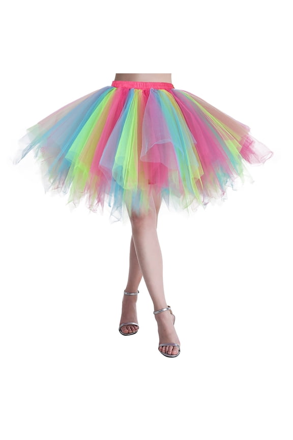 Women Skirt Carnival Clothes For Women Christmas Dance Party Patchwork Skirt Holiday Party Tutu Ballet Skirts Mardi Gras Hot Pink M