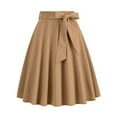 thumbnail image 1 of Women Skirt High Elastic Waist A Line Long Skirt Summer Casual Ruffle Pleated Bowknot Midi Skirts, 1 of 4
