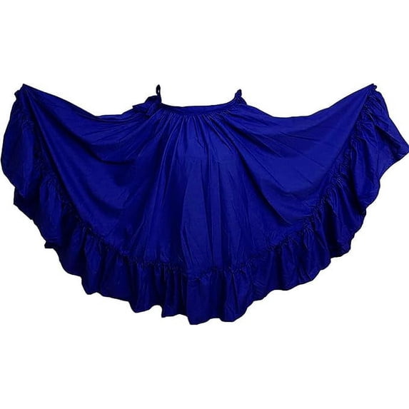 Women Skirt Practice Folklorico Mexican Flamenco Falda Doble Vuelo Mexico 30" Length Royal Blue