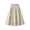 thumbnail image 1 of Women Skirt Summer Casual Polka Dot Dress Puffy Flowy Skirt Boho Elastic Waisted Skirts, 1 of 6
